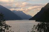 AEdnafossen_017_06232019 - More contextual view looking north for Sørfjorden as the sun was on its way to sink well below the horizon behind the Folgefonn Glacier and Ædnafossen during my June 2019 visit