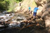 Adams_Falls_229_05272017 - Following some hikers carefully trying to avoid getting wet on North Fork Holmes creek while negotiating this eroded part of Adams Canyon Trail