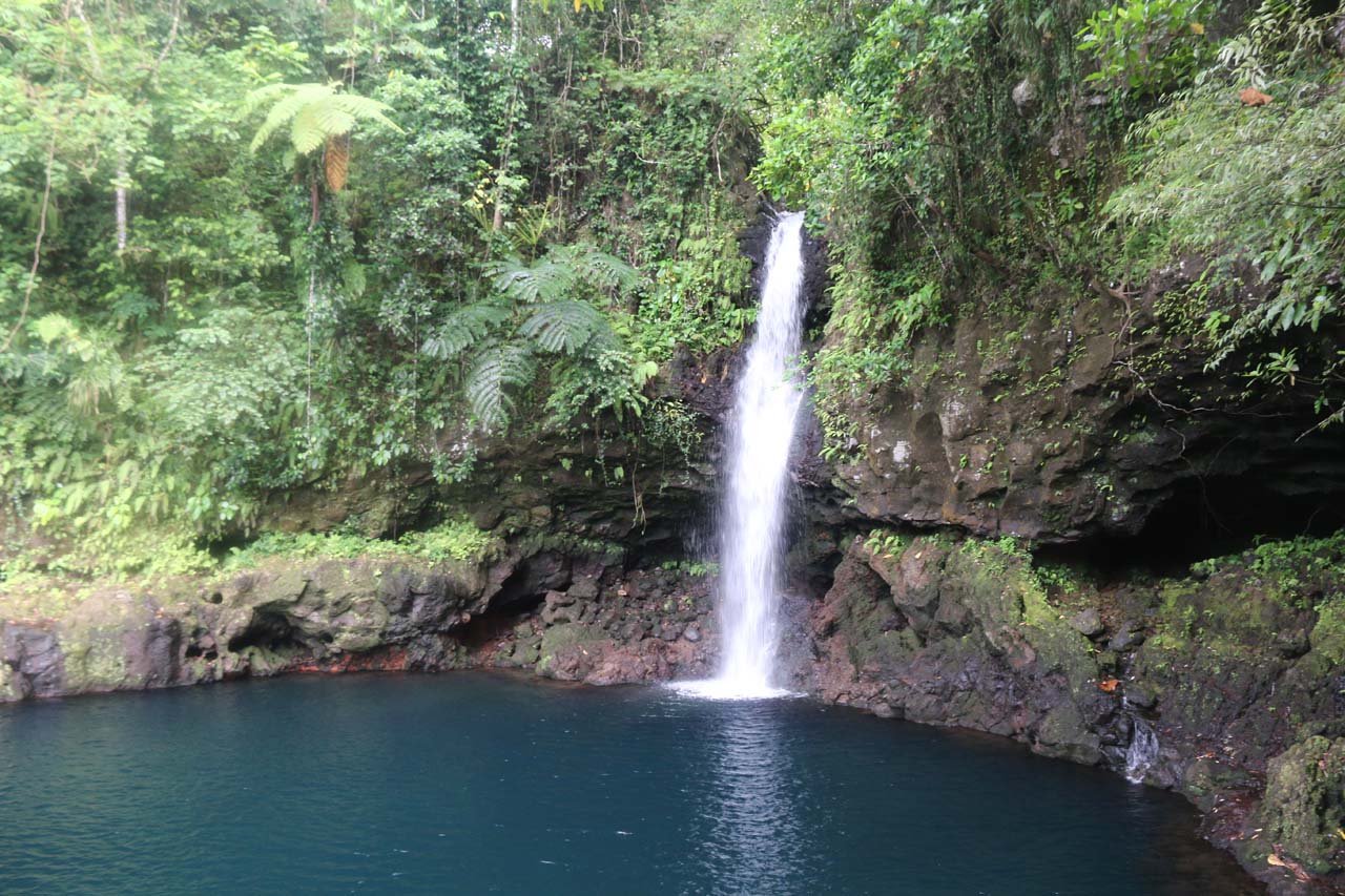 The Afu Aau Waterfalls (or Afu Aau Falls as well as Afu-A-Au Waterfalls; also called Olemoe Falls) was an idyllic swimming hole on the southern coast of Savaii Island (or more accurately Savai'i)...