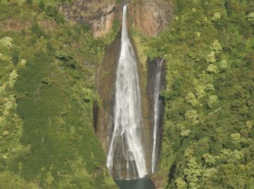 Manawaiopuna Falls is more famously known as the Jurassic Falls because it was featured in the movie Jurassic Park.  It sits on private land owned by the Robinsons so the...