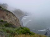 Alamere_150_05082004 - Looking over the cliffs against the morning fog at the coastline on our return hike from Alamere Falls in May 2004