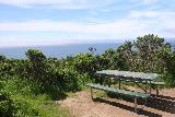 Alamere_Falls_023_04192019 - A picnic bench with ocean views near a corral that a couple used as a sort of TRX-type exercise apparatus