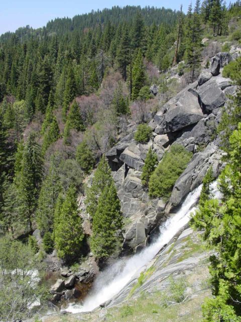 Alder_Creek_Falls_011_05312003 - Looking over the profile of Alder Creek Falls towards the forest beyond
