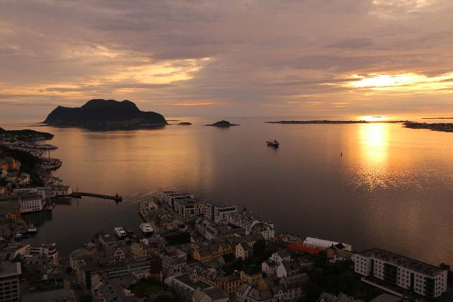 Alesund_102_07172019 - After visiting Muldalsfossen on our second trip to Norway, we ultimately made the drive west to the coast at the town of Ålesund where we got this view from the Fjellstua just as the evening sun was setting