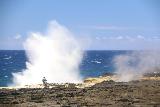 Alofaaga_Blowholes_052_11142019 - Looking towards another eruption of the Alofaaga Blowholes in Savai'i with someone standing pretty close to the big burst