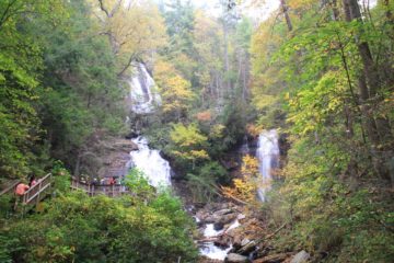 Anna Ruby Falls was perhaps the largest of the waterfalls we saw in Georgia when we considered the sum of its parts. The falls consisted of a confluence of two waterfalls (a twin waterfall...