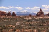 Arches_NP_086_04192017 - Looking towards the snowy La Sal Mountains backing the interesting formations comprising the Spectacles and Turret Arch