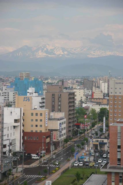 Asahikawa_006_06042009 - Looking towards the mountains of Daisetsuzan from our hotel room in Asahikawa