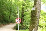 Bad_Urach_Waterfall_030_06232018 - It appeared that the Urach Waterfall trail was both easy and popular that they even had this sign reminded people not to try the Urach Waterfall hike in high heels