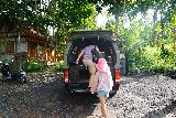 Bantu_Lantang_007_06192022 - Hopping into the covered 4wd pickup vehicle to get down to the Pelaga Eco Park where we'd start the hike to the Batu Lantang Waterfall