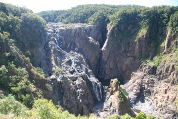 Barron Falls was once a mighty 131m waterfall descending from the Atherton Tablelands towards the Barron Gorge and lowlands near Cairns.  These days most of the falls was diverted for hydro...