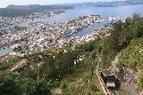 Bergen_586_06272019 - Context of the view from Mt Floyen over Bergen and the Floibanen making its way up the tracks