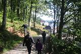Bergen_643_06272019 - Julie and Tahia continuing to walk down to the Bergen sentrum from Mt Floyen