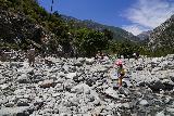 Bonita_Falls_058_06122020 - Tahia caminando dentro de Bonita Creek cerca de donde tuvimos que dejar el campo de rocas y subir al cañón yendo a Bonita Falls en nuestra visita de junio de 2020