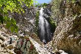 Bonita_Falls_079_06122020 - Broad look at Bonita Falls with graffiti on a lot of the fronting rocks