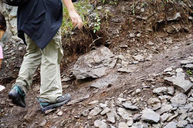 My wife using her Keen Targhee II hiking shoes on the Bridal Veil Falls Trail in Telluride