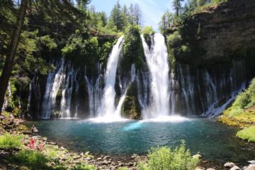 Burney Falls was hands down the most spectacular waterfall we encountered on our trips to the far north of California.  Not only did this waterfall have fairly impressive dimensions at 132ft...