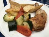 Butchart_Gardens_004_iPhone_08022017 - Julie's meal of grilled veggies and pretty clean rotisserie chicken at Butchart Gardens