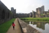 Caerphilly_Castle_220_09062014 - Tahia walking on the free admission part of Caerphilly Castle's moat surroundings