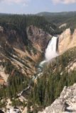 Canyon_North_Rim_069_08102017 - Contextual look at the Lower Falls from the Lookout Point Overlook with the Yellowstone River as well as the walk to the Red Rock Lookout Point context down below
