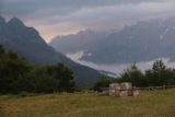 Cares_Gorge_806_06112015 - Looking back towards attractive mountains of the Picos de Europa over some picnic area seen in the direction of Posada de Valdeon