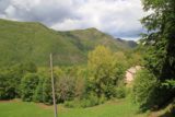 Cascate_del_Dardagna_010_20130526 - Looking downhill from the sanctuary towards some green mountains before I started the hike up to the Dardagna Waterfalls