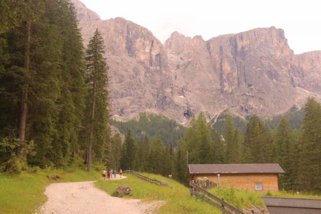 Cascate_di_Pisciadu_073_07162018 - Looking ahead at the context of the trail leading closer to the Cascate del Pisciadù tumbling amongst the Italian Dolomites while I continued to hike closer to its base