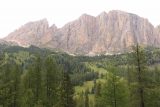 Cascate_di_Pisciadu_115_07162018 - Looking back across the Val Badia from the waterfall trail towards imposing Dolomite mountains