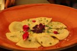 Castelrotto_037_07172018 - This was Tahia's spinach ravioli dish served up by Hotel zum Turm Restaurant in Castelrotto in the Dolomites of Northern Italy