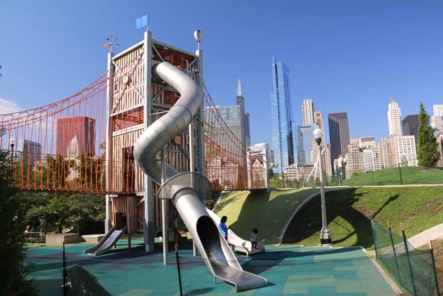 One example where flexibility paid off when preparing to travel internationally with a child was when I took our daughter to the incredible free playgrounds at the Maggie C. Daley Park