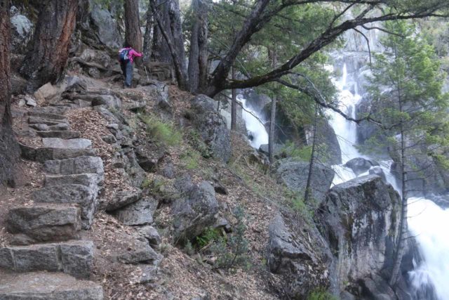 Chilnualna_Falls_17_037_06172017 - Context of Mom hiking up alongside the first of the Chilnualna Falls