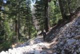 Cooper_Canyon_Falls_048_05012016 - Julie going past some sloping boulder field on the descent to the Pacific Crest Trail en route to the Cooper Canyon Falls