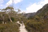 Crater_Falls_17_148_11292017 - Julie continuing the hike to Crater Lake as the Overland Track was momentarily flattening out with the knobby cliffs that I knew surrounded Crater Lake were getting closer during our late November 2017 hike