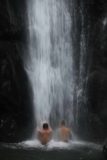 Dajin_Waterfall_072_10292016 - The pair of guys going underneath the Dajin Waterfall after having psyched themselves up by yelping and hoofing at no one in particular