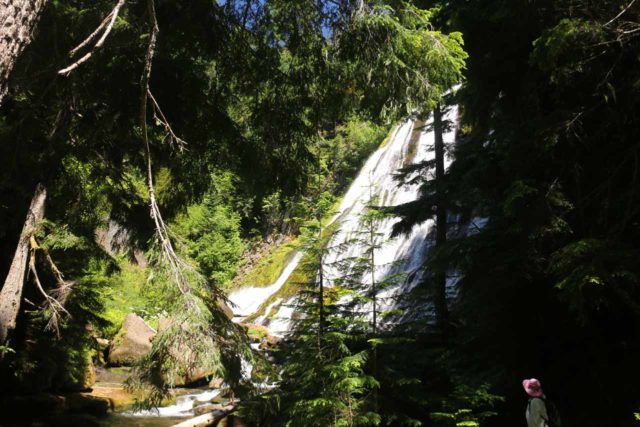 Diamond_Creek_Falls_086_07142016 - Mom approaching the bottom of the impressive (Upper) Diamond Creek Falls