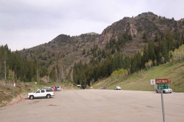 Donut_Falls_010_05262017 - Looking back across the wide Mill D Parking Area flanking the turnoff for the Cardiff Fork Road along the Big Cottonwood Canyon Road