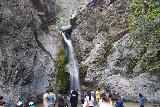 Eaton_Canyon_Falls_083_03192022 - Semi-long-exposed look at the Eaton Canyon Falls with crowds in front of it