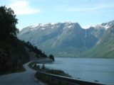 Eikesdalen_009_jx_07032005 - Loooking across Eikesdalsvatnet towards Mardalsfossen while driving the narrow road along the lake