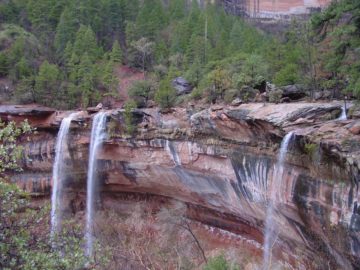 The Zion Canyon Waterfalls are more typically the ephemeral types that don't last much longer than a few days after heavy rain. However, since afternoon thunderstorms occur...