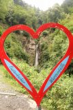 Finsterbach_Waterfalls_025_07112018 - Looking through the heart-shaped frame towards the first Finsterbach Waterfall called the Finsterbachfall