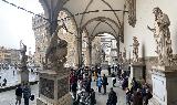 Florence_019_iPhone_11212023 - Another look across the length of the Loggia dei Lanzi and the statues within from a more elevated step, but this time in pano mode