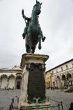 Florence_171_11202023 - Looking up at the equestrian statue at the Piazza della Santissima Annunziata, which was our meeting spot for the walking tour of Florence