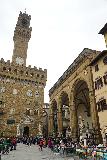 Florence_365_11212023 - Looking across the Loggia dei Lanzi towards the Palazzo Vecchio from near the sandwich shop called Vinaino Fiorenza