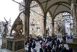 Florence_385_11212023 - Angled look across the length of the Loggia dei Lanzi and the statues within