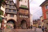 Freiburg_139_06212018 - Closer look at the base of the clock tower in Freiburg im Breisgau