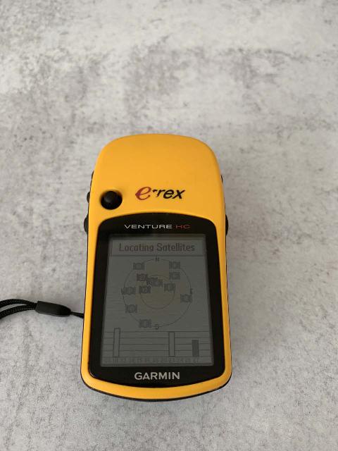 The Garmin etrex Venture HC handheld GPS always takes a bit of time to search for satellites before locking on to enough of them to become useful