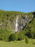 Gaular_008_jx_06292005 - An attractive but light-flowing free-falling waterfall on the north-facing cliffs by Viksdalvatnet