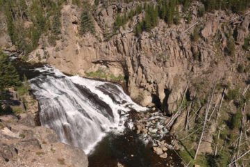 Gibbon Falls was an attractively long and wide cascade on the Gibbon River tumbling a reported total of 84ft in height over or near the caldera rim of the Yellowstone Supervolcano. With its unusual...