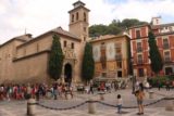 Granada_023_05262015 - Looking across the Plaza Nuevo in Granada towards the Iglesia de Santa Ana and an info center