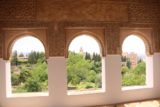 Granada_890_05282015 - A trio of arched windows inside the Palace of the Generalife looking towards Alhambra